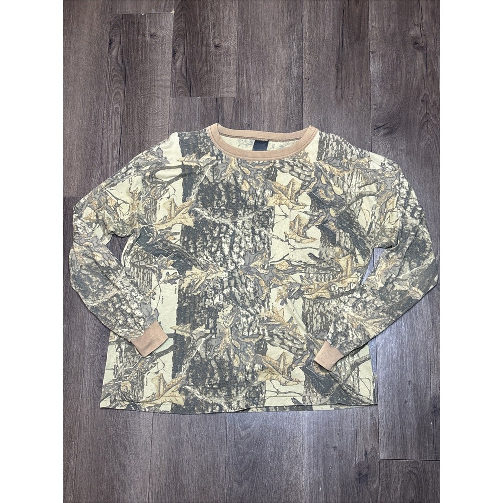 Vtg 1990s Ace Camo Shirt Long Sleeve Sniper Single Stitch Med Grunge Boxy‎ READ